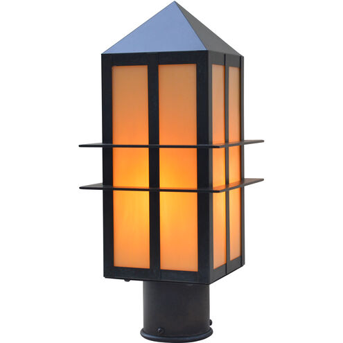 Bexley 1 Light 12.5 inch Satin Black Post Mount in Gold White Iridescent