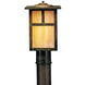 Mission 1 Light 10 inch Satin Black Post Mount in Clear Seedy, T-Bar Overlay