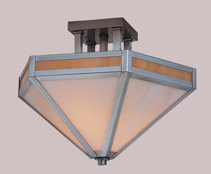 Etoile 2 Light 14 inch Pewter Semi-Flush Mount Ceiling Light in Gold White Iridescent and White Opalescent Combination
