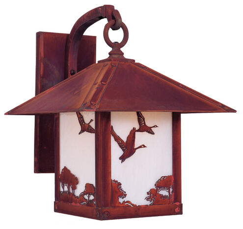 Timber Ridge 1 Light 15 inch Verdigris Patina Outdoor Wall Mount in Frosted