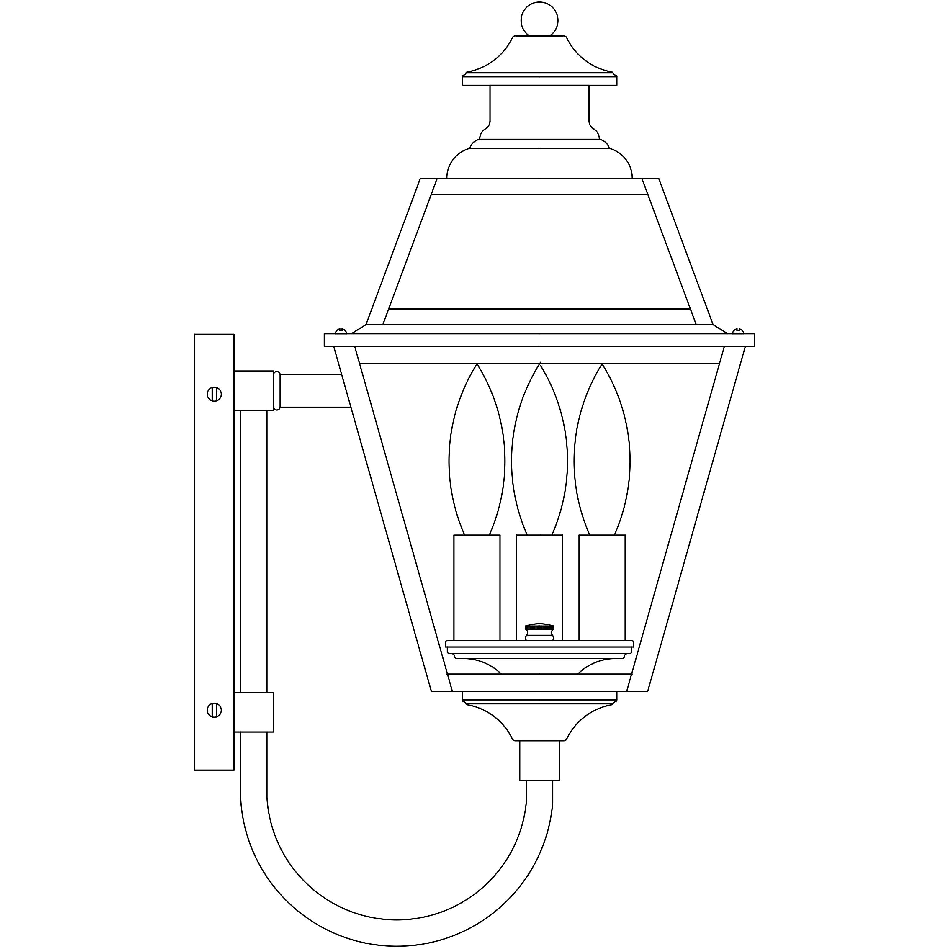 Inverness 3 Light 18 inch Antique Brass Outdoor Wall Mount in Clear