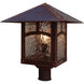 Evergreen 1 Light 15.12 inch Mission Brown Post Mount in Clear Seedy, Empty