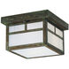 Mission 2 Light 8.38 inch Rustic Brown Flush Mount Ceiling Light in Off White, T-Bar Overlay