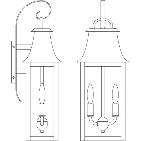 Orpington 2 Light 20 inch Antique Brass Outdoor Wall Mount in Clear