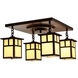 Mission 4 Light 16.88 inch Verdigris Patina Flush Mount Ceiling Light in White Opalescent, T-Bar Overlay