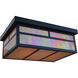 Mission 2 Light 12 inch Verdigris Patina Flush Mount Ceiling Light in Gold White Iridescent, T-Bar Overlay