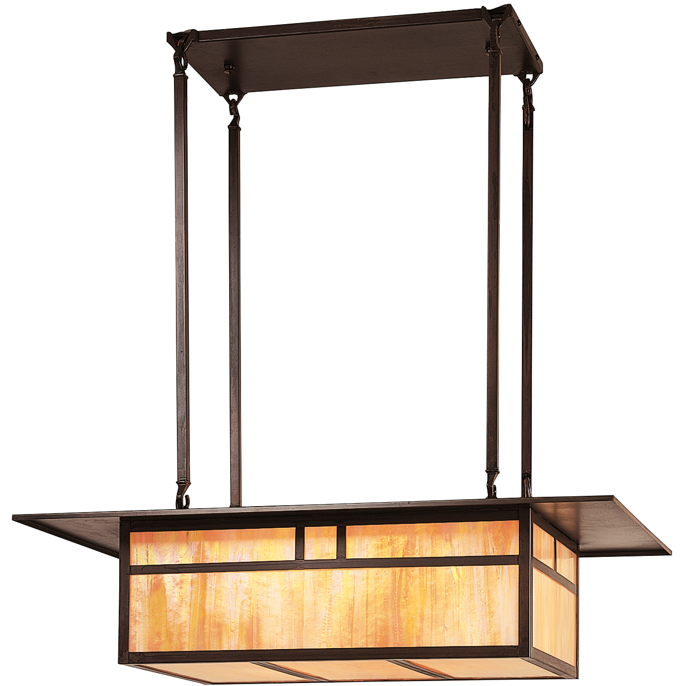 Huntington 4 Light 27.75 inch Raw Copper Pendant Ceiling Light in White Opalescent, Double T-Bar Overlay