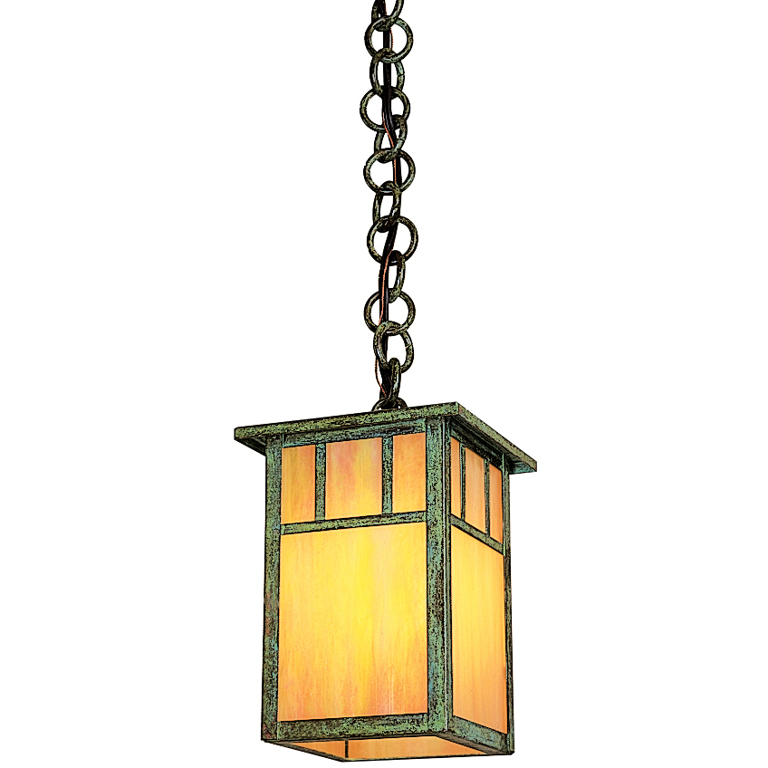 Huntington 1 Light 5 inch Antique Brass Pendant Ceiling Light in Amber Mica, Double T-Bar Overlay