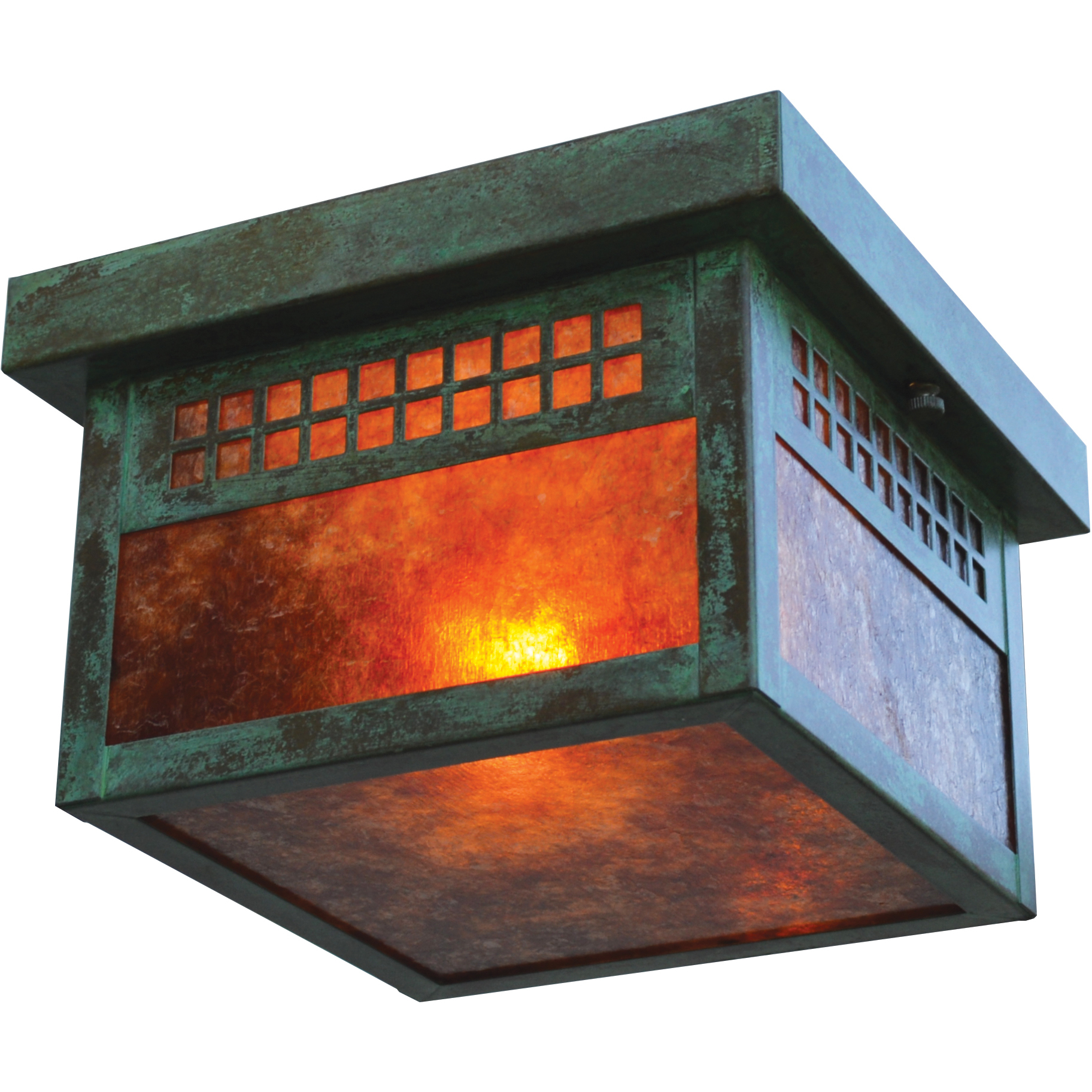 Glasgow 2 Light 8.38 inch Antique Copper Flush Mount Ceiling Light in Amber Mica