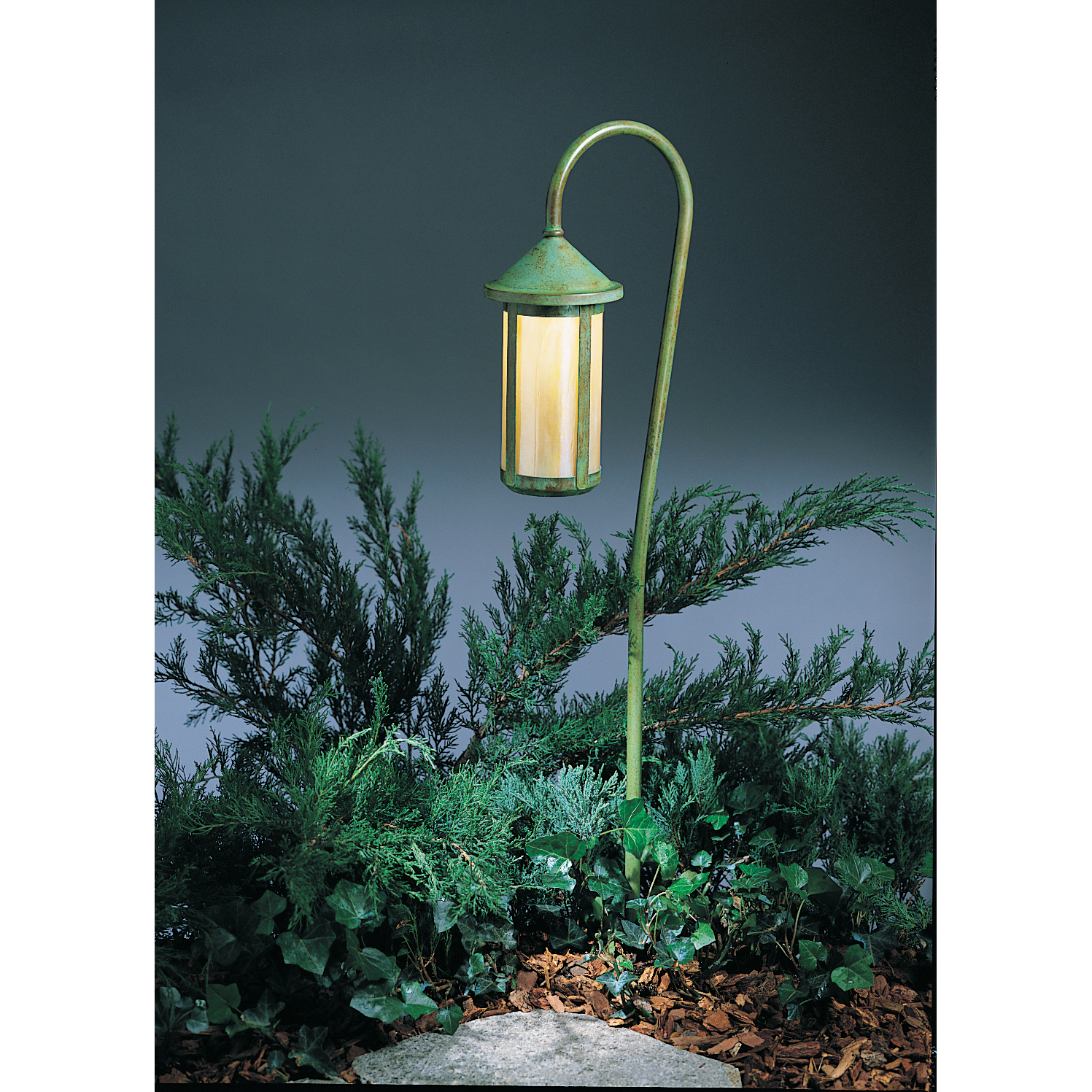 Berkeley 12V 18 watt Verdigris Patina Landscape Light in Rain Mist