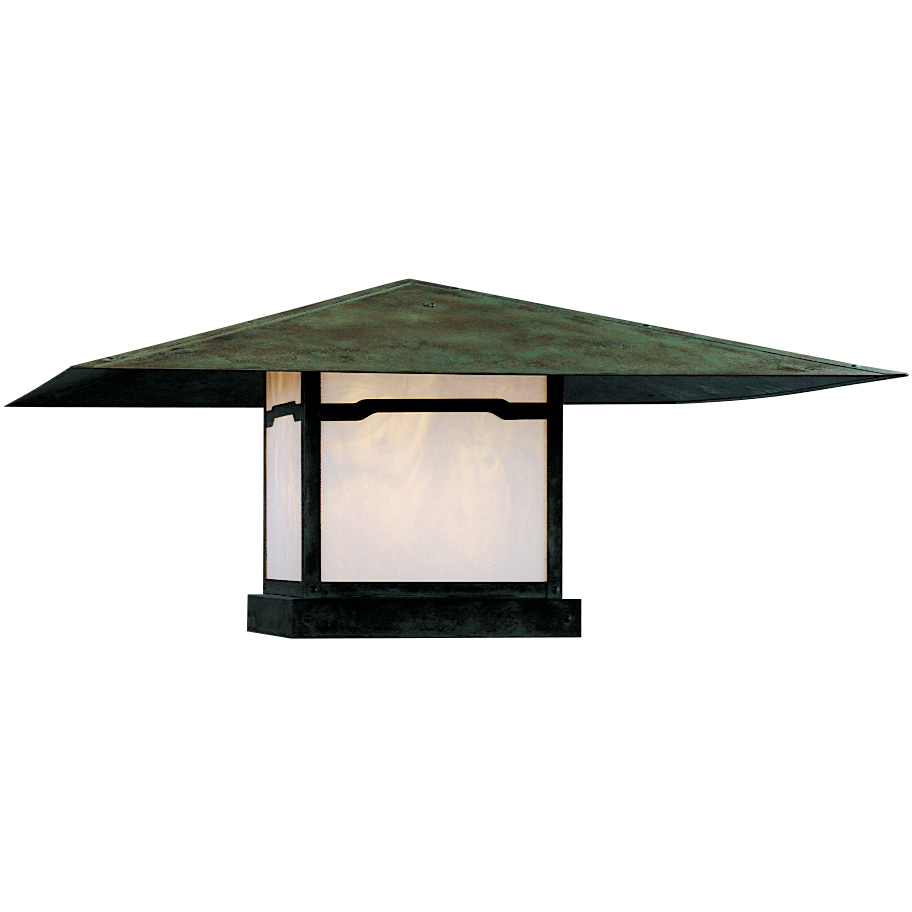 Monterey 1 Light 17 inch Mission Brown Column Mount in Amber Mica, Cloud Lift Overlay