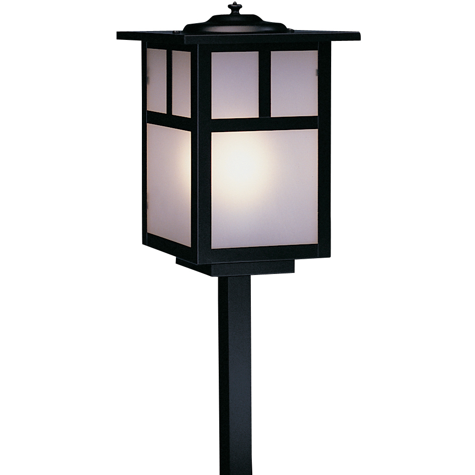 Mission 120V 60 watt Verdigris Patina Landscape Light in White Opalescent, T-Bar Overlay