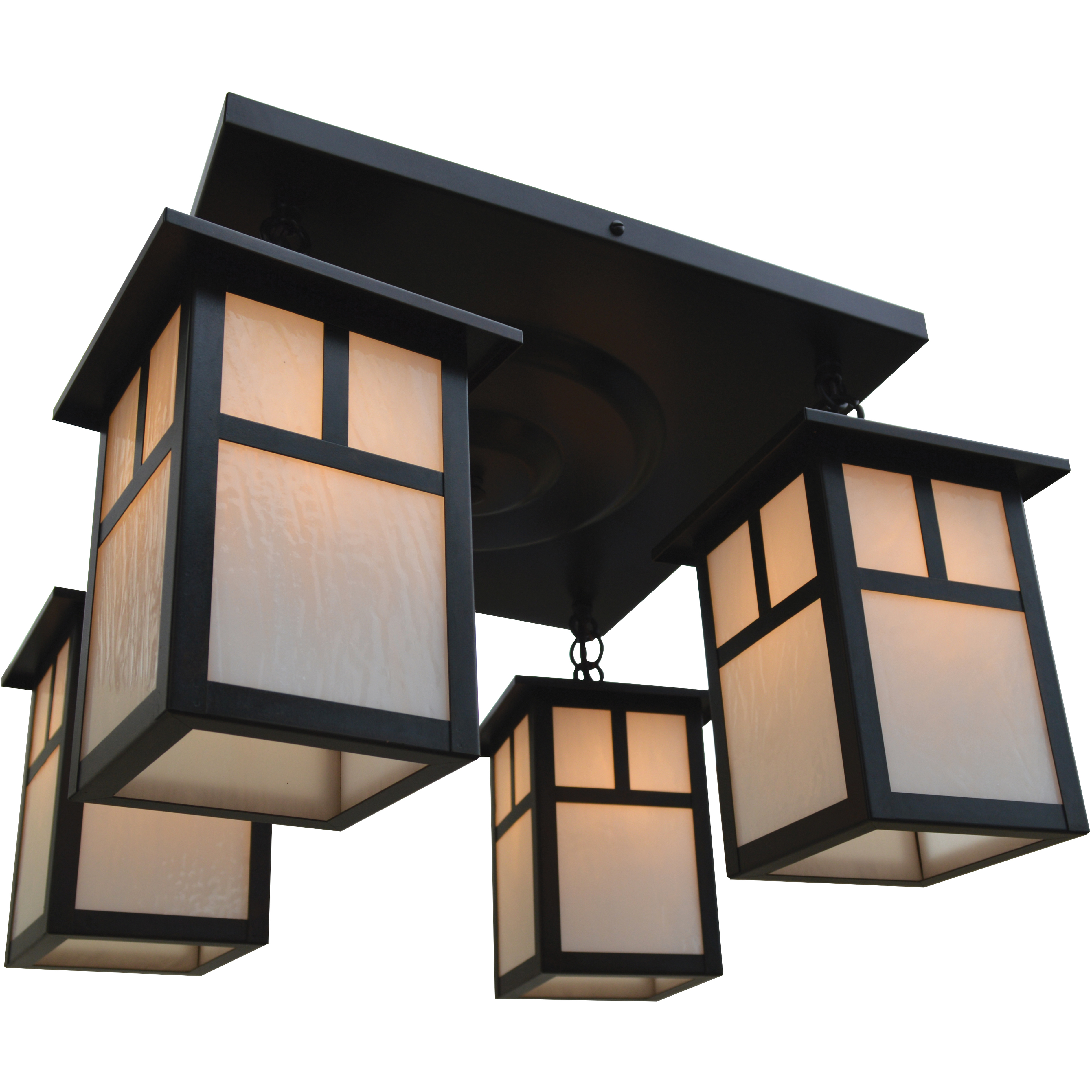 Mission 4 Light 18 inch Verdigris Patina Flush Mount Ceiling Light in White Opalescent, T-Bar Overlay