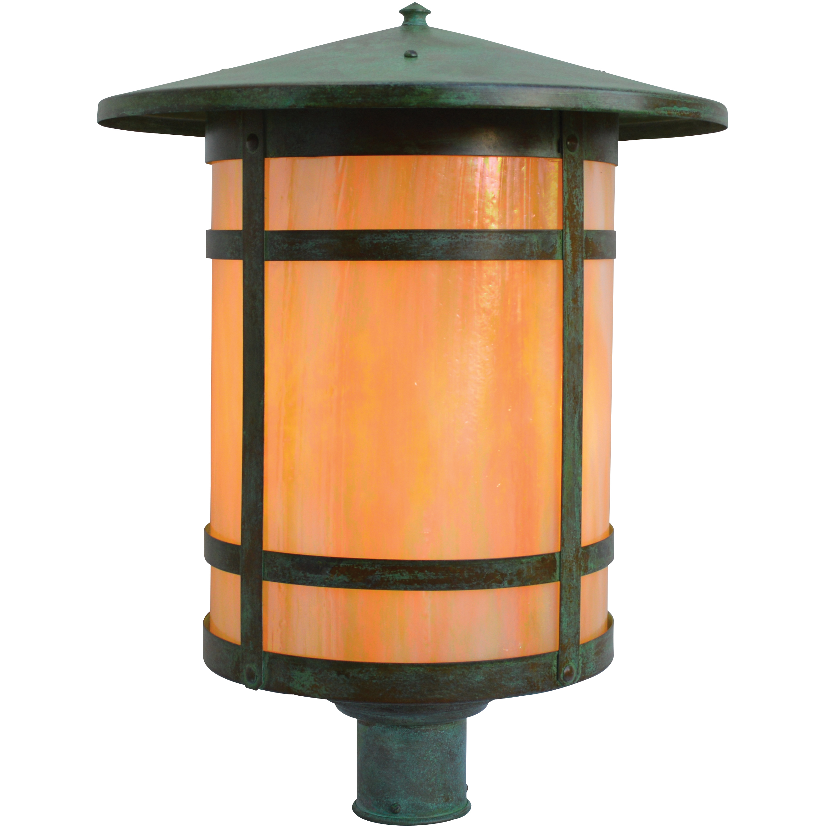 Berkeley 1 Light 18.25 inch Verdigris Patina Post Mount in White Opalescent