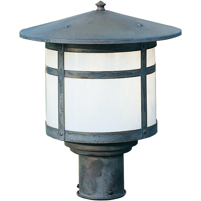 Berkeley 1 Light 9.12 inch Verdigris Patina Post Mount in Cream