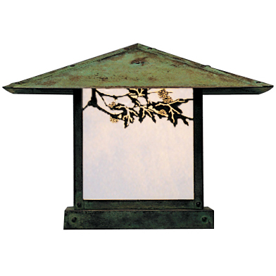Monterey 1 Light 12.25 inch Antique Brass Column Mount in Amber Mica, Cloud Lift Overlay