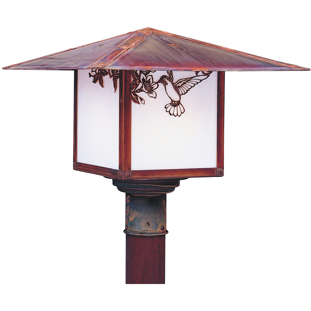 Monterey 1 Light 11 inch Antique Brass Post Mount in Gold White Iridescent, Pine Needle Filigree