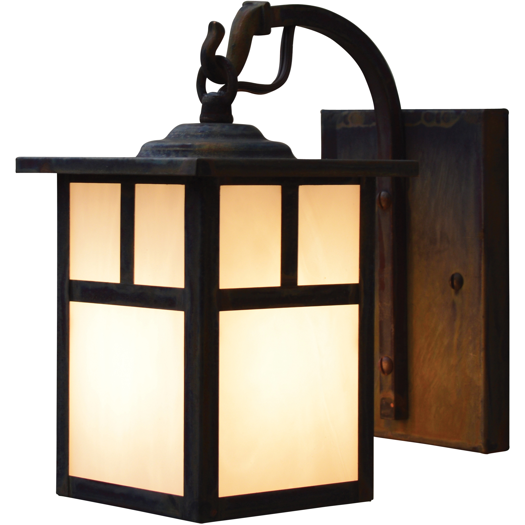 Mission 1 Light 8.62 inch Verdigris Patina Outdoor Wall Mount in Cream, Empty