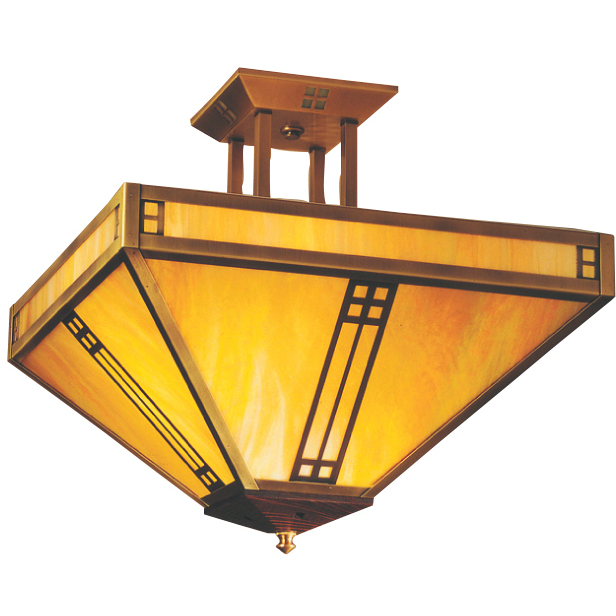 Prairie 4 Light 12 inch Verdigris Patina Semi-Flush Mount Ceiling Light in Clear Seedy
