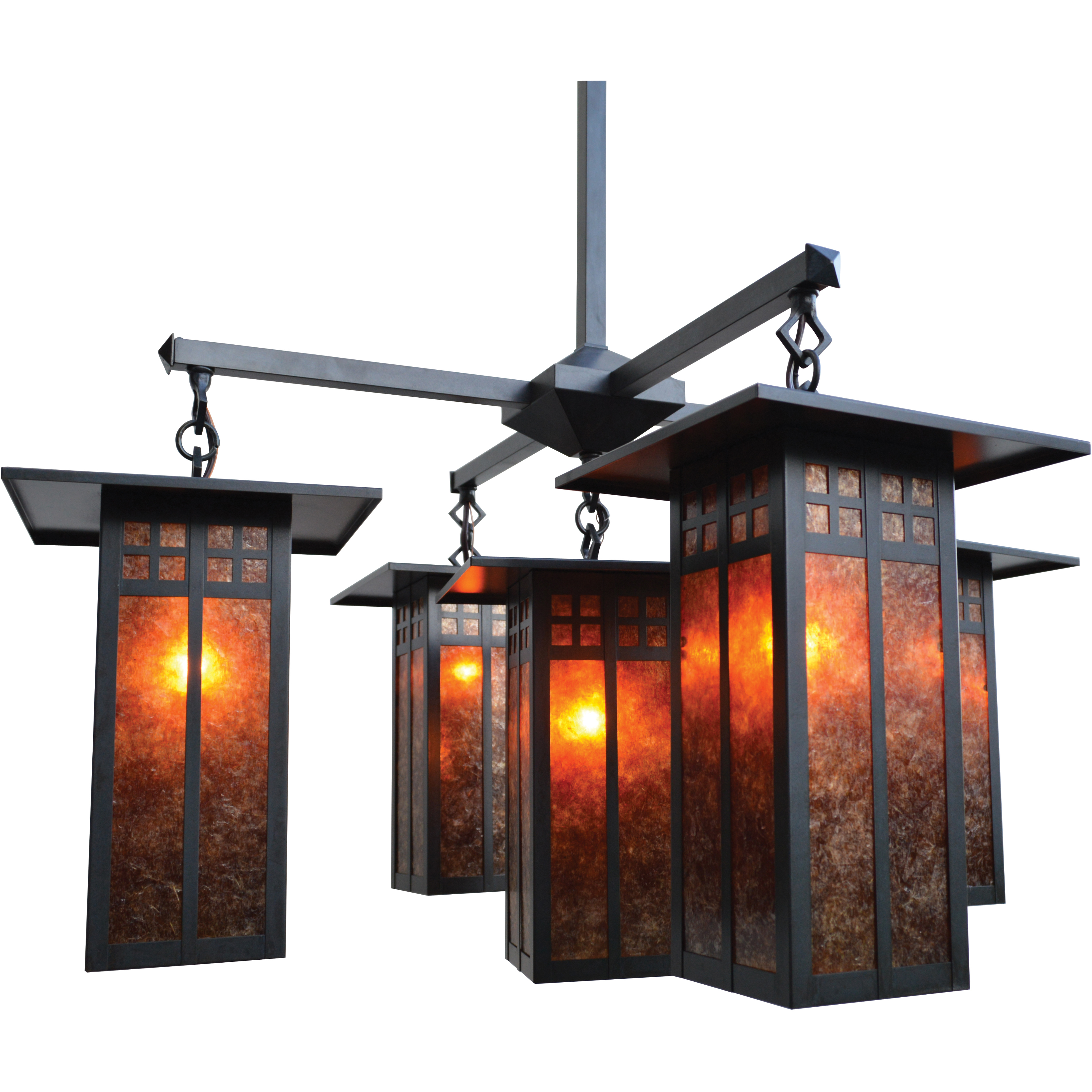 Glasgow 5 Light 33.38 inch Antique Brass Chandelier Ceiling Light in Almond Mica