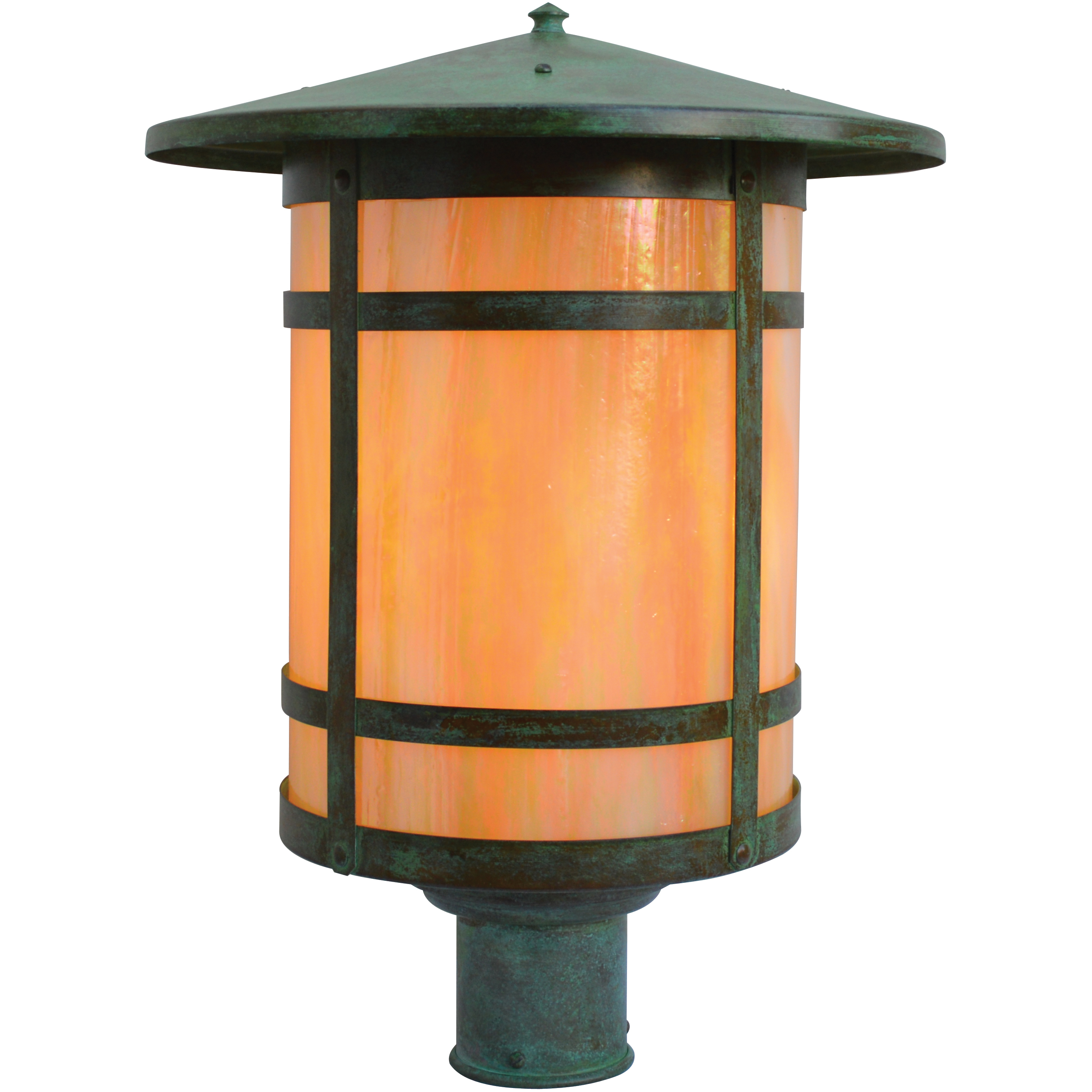 Berkeley 1 Light 15.12 inch Verdigris Patina Post Mount in Off White
